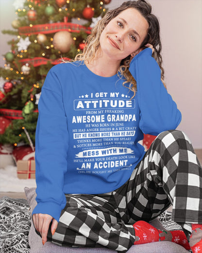 Attitude from Grandpa June Edition – Funny Family T-Shirt – From Grandpa to Granddaughter NTTD06 (SKU07-171-06)