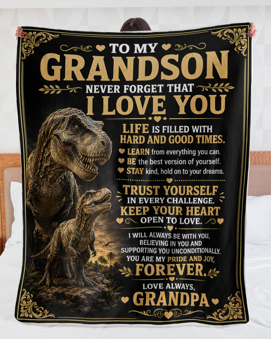BLANKET FOR GRANDSON – COMFORT & WARMTH GIFT FROM GRANDPA  Sherpa Fleece Quilt Blanket NTTD00 (SKU2608-197)