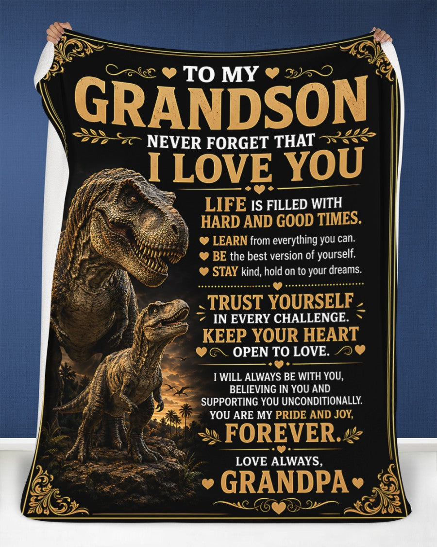 BLANKET FOR GRANDSON – COMFORT & WARMTH GIFT FROM GRANDPA  Sherpa Fleece Quilt Blanket NTTD00 (SKU2608-197)