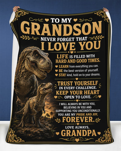 BLANKET FOR GRANDSON – COMFORT & WARMTH GIFT FROM GRANDPA  Sherpa Fleece Quilt Blanket NTTD00 (SKU2608-197)