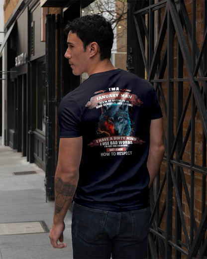 JANUARY - KNOW HOW TO RESPECT - BIRTHDAY T-SHIRT FOR MEN - NTTD01 (SKU12-162-01)