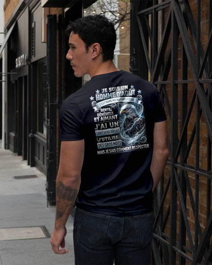 AOÛT – ESPRIT MALICIEUX MAIS SAIT RESPECTER - T-SHIRT ANNIVERSAIRE HOMME - IMPRESSION DTG PREMIUM - frNTTD08 (SKU2604-86-08)
