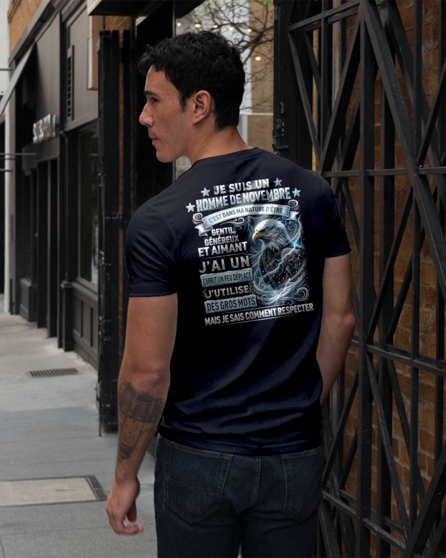 NOVEMBRE – ESPRIT MALICIEUX MAIS SAIT RESPECTER - T-SHIRT ANNIVERSAIRE HOMME - IMPRESSION DTG PREMIUM - frNTTD11 (SKU2604-86-11)