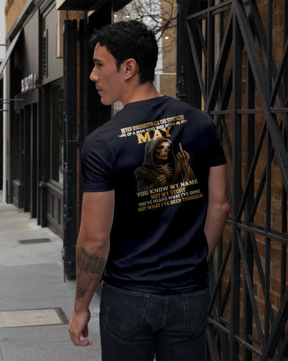 MAY - NEVER UNDERESTIMATE - BIRTHDAY T-SHIRT FOR MEN - NTTD05 (SKU26T-01-06-05)