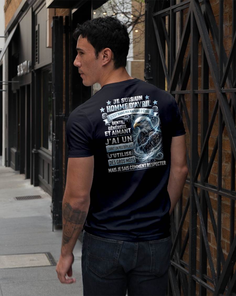 AVRIL – ESPRIT MALICIEUX MAIS SAIT RESPECTER - T-SHIRT ANNIVERSAIRE HOMME - IMPRESSION DTG PREMIUM - frNTTD04 (SKU2604-86-04)