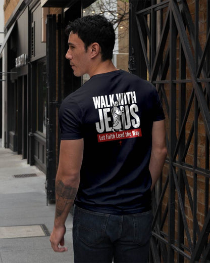 WALKING WITH JESUS - CHRISTIAN T-SHIRT - FOR MEN NTTD00 (SKU2608-128)