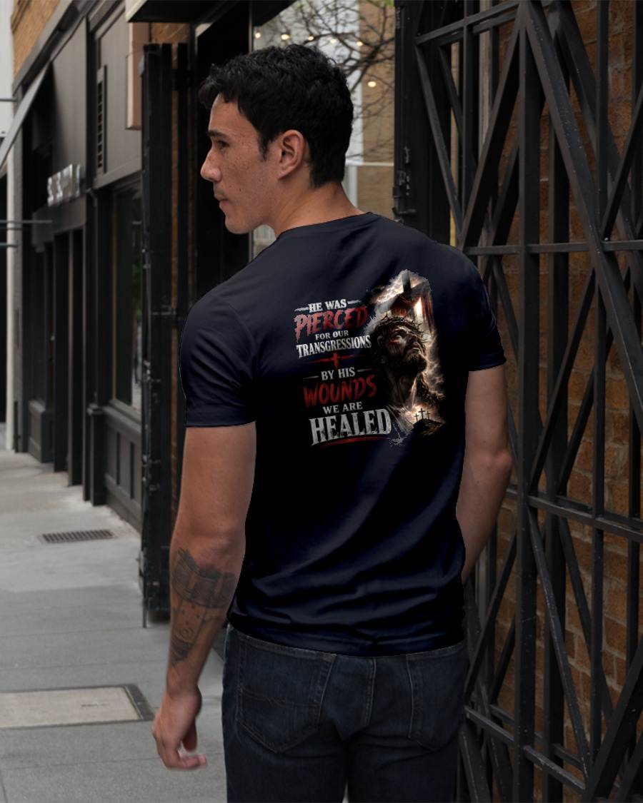 HE WAS PIERCED FOR OUR TRANSGRESSIONS  - CHRISTIAN T-SHIRT - FOR MEN NTTD00 (SKU2608-70)