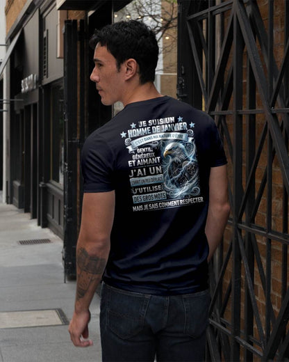 JANVIER - ESPRIT MALICIEUX MAIS SAIT RESPECTER - T-SHIRT ANNIVERSAIRE HOMME - IMPRESSION DTG PREMIUM - frNTTD01 (SKU2604-86-01)