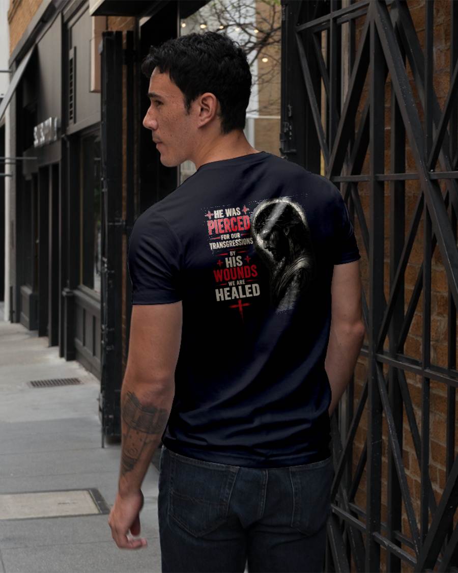 HE WAS PIERCED FOR OUR TRANSGRESSIONS  - CHRISTIAN T-SHIRT - FOR MEN NTTD00 (SKU2608-71)