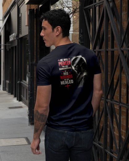 HE WAS PIERCED FOR OUR TRANSGRESSIONS  - CHRISTIAN T-SHIRT - FOR MEN NTTD00 (SKU2608-71)