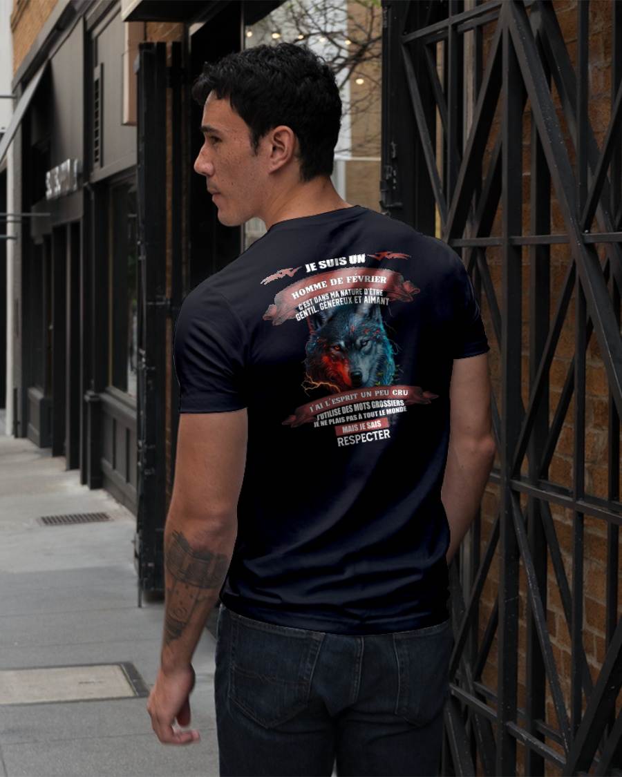 FÉVRIER -  JE SAIS RESPECTER – T-SHIRT D’ANNIVERSAIRE POUR HOMME - frNTTD02 (SKU12-266-02)