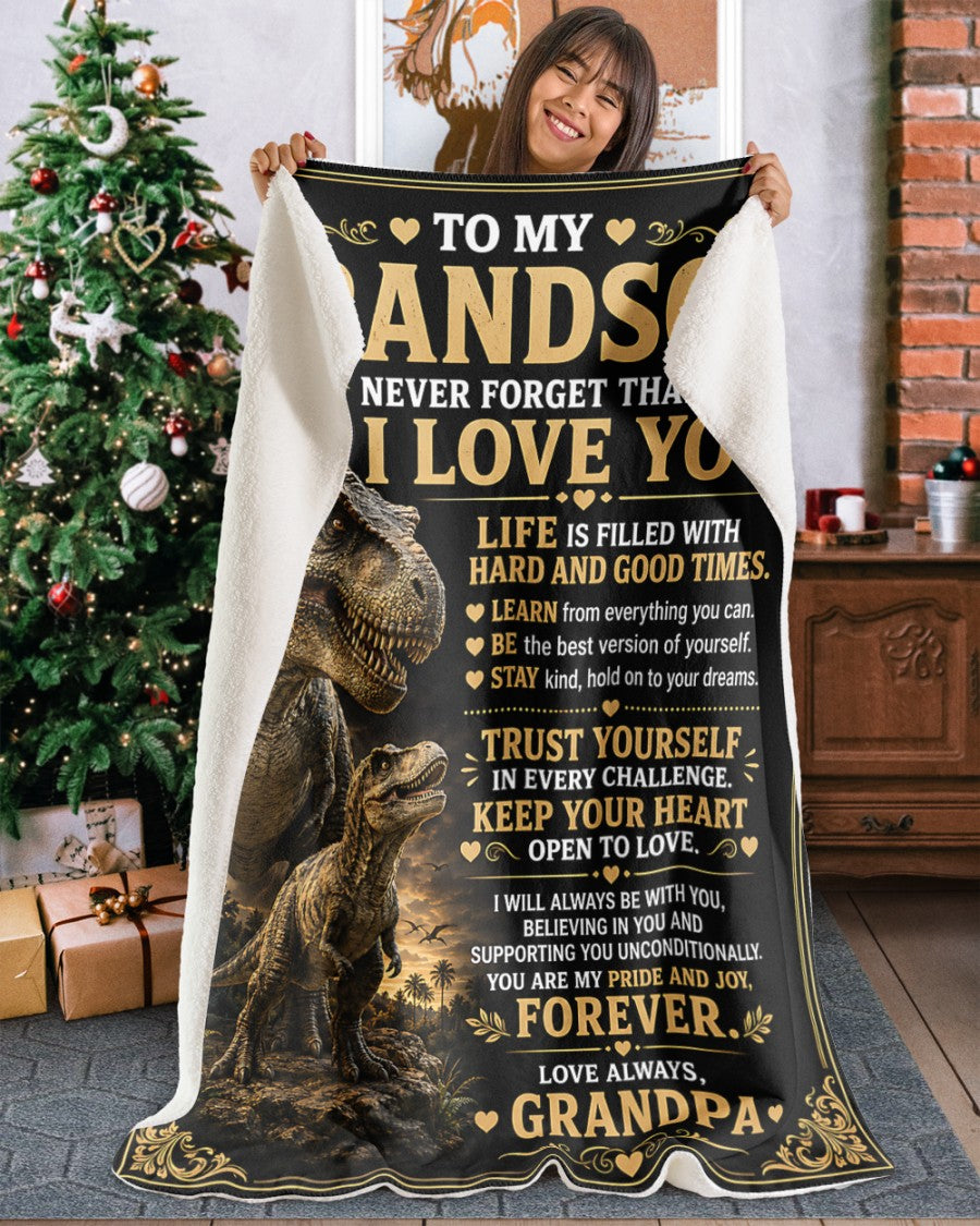 BLANKET FOR GRANDSON – COMFORT & WARMTH GIFT FROM GRANDPA  Sherpa Fleece Quilt Blanket NTTD00 (SKU2608-197)