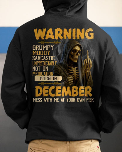 DECEMBER - WARNING GRUMPY MOODY - BIRTHDAY T-SHIRT FOR MEN - NTTD12 (SKU26T-01-07-12)