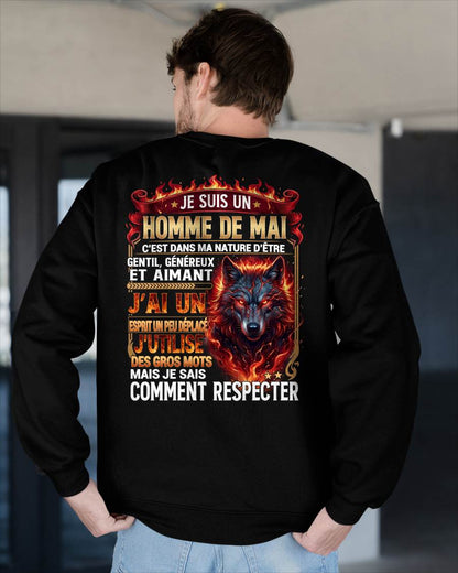 MAI – ESPRIT MALICIEUX MAIS SAIT RESPECTER - T-SHIRT ANNIVERSAIRE HOMME - IMPRESSION DTG PREMIUM - frNTTD05 (SKU2604-87-05)
