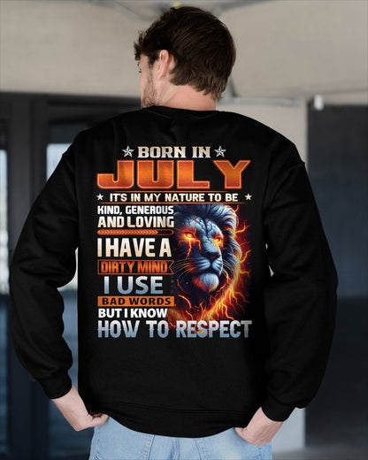 JULY - DIRTY MIND BUT KNOWS RESPECT - BIRTHDAY T-SHIRT FOR MEN a- NTTD07 (SKU08-84-07)