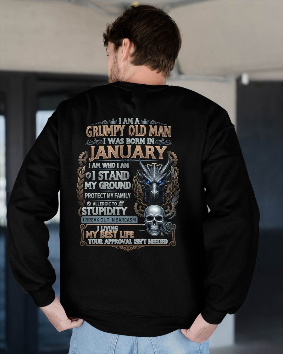 JANUARY - GRUMPY OLD MAN - BIRTHDAY T-SHIRT FOR MEN - NTTD01 (SKU2604-37-01)