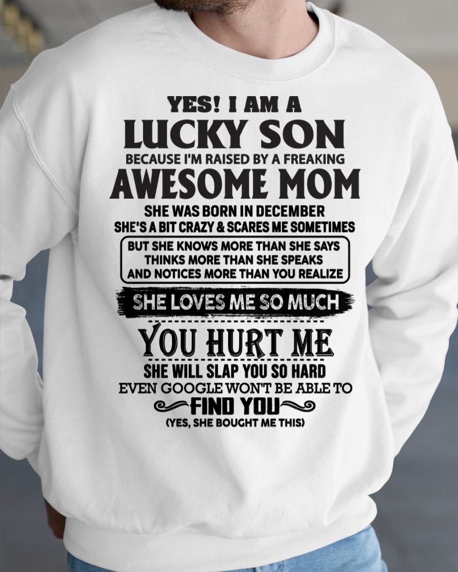 DECEMBER - LUCKY SON T-SHIRT - GIFT FROM MOM - NTTD12 (SKU-LKW-12)