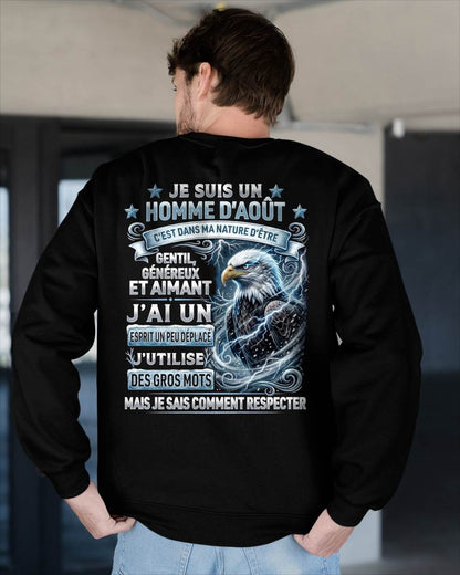 AOÛT – ESPRIT MALICIEUX MAIS SAIT RESPECTER - T-SHIRT ANNIVERSAIRE HOMME - IMPRESSION DTG PREMIUM - frNTTD08 (SKU2604-86-08)