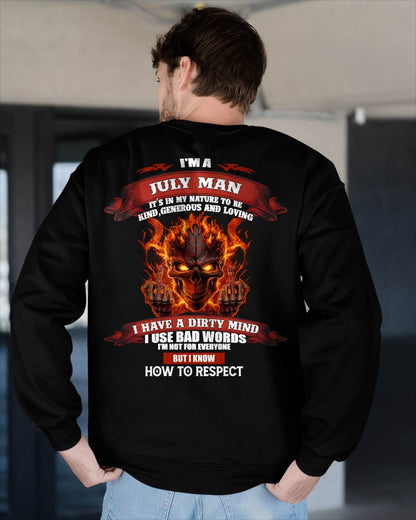 JULY - KNOW HOW TO RESPECT - BIRTHDAY T-SHIRT FOR MEN - NTTD07 (SKU26T-01300-07)