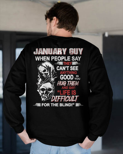 JANUARY - HUG THEM AND SAY... - BIRTHDAY T-SHIRT FOR MEN - NTTD01 (SKU12-253-01)