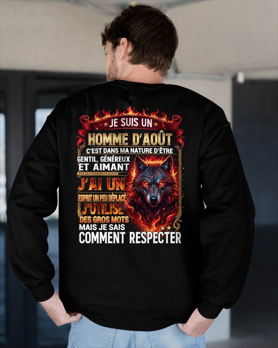 AOÛT – ESPRIT MALICIEUX MAIS SAIT RESPECTER - T-SHIRT ANNIVERSAIRE HOMME - IMPRESSION DTG PREMIUM - frNTTD08 (SKU2604-87-08)