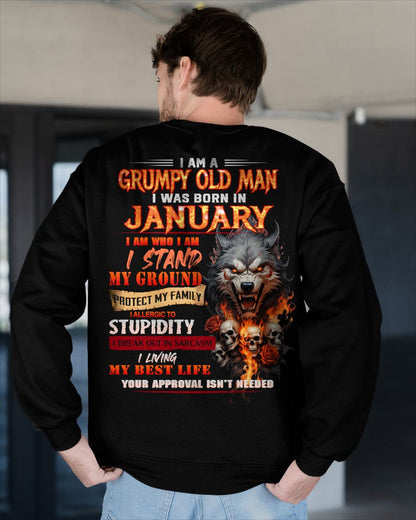 JANUARY - GRUMPY OLD MAN - BIRTHDAY T-SHIRT FOR MEN - NTTD01 (SKU26T-01132-01)