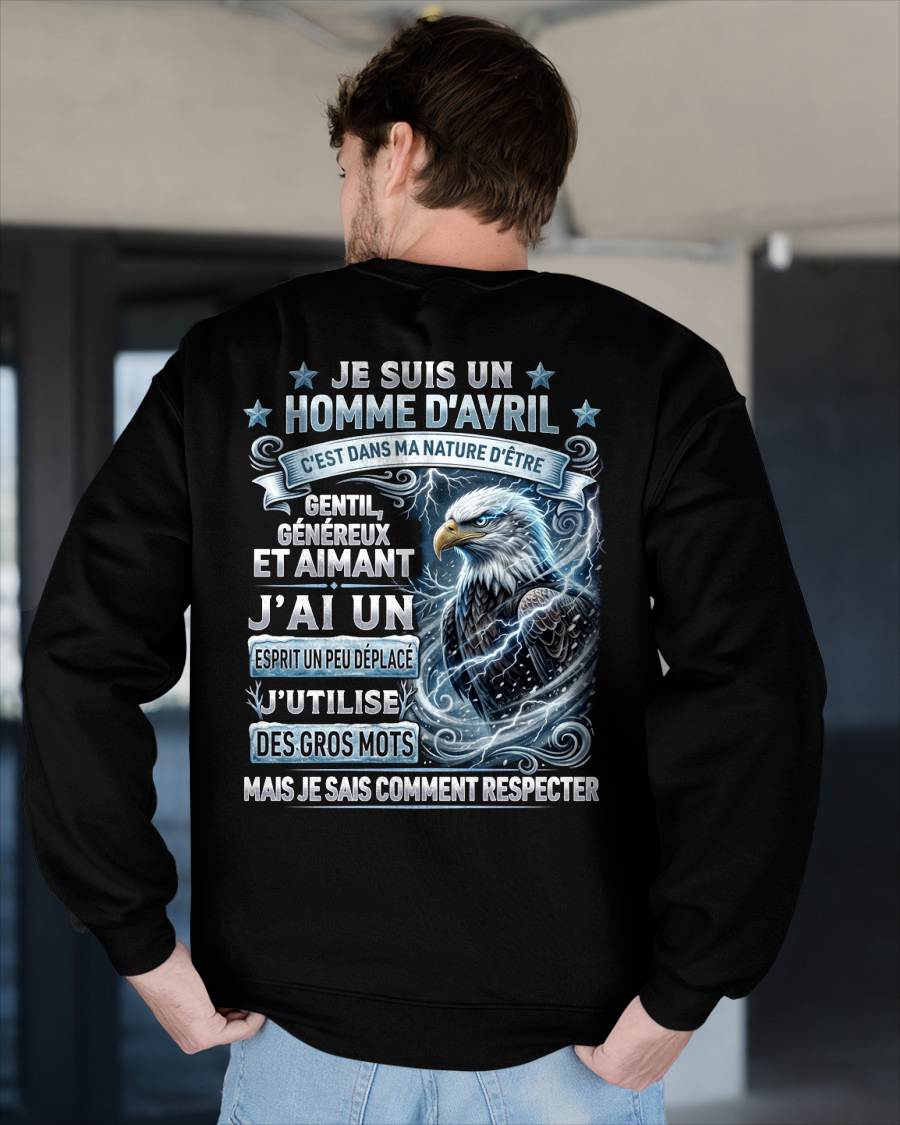 AVRIL – ESPRIT MALICIEUX MAIS SAIT RESPECTER - T-SHIRT ANNIVERSAIRE HOMME - IMPRESSION DTG PREMIUM - frNTTD04 (SKU2604-86-04)