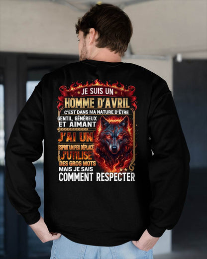 AVRIL – ESPRIT MALICIEUX MAIS SAIT RESPECTER - T-SHIRT ANNIVERSAIRE HOMME - IMPRESSION DTG PREMIUM - frNTTD04 (SKU2604-87-04)