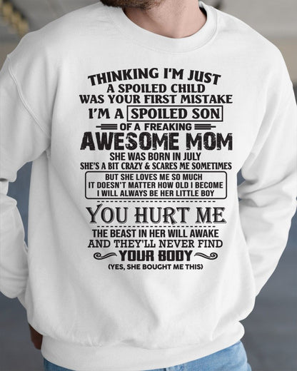 JULY - SPOILED SON T-SHIRT - GIFT FROM MOM - NTTD07 (SKU09-08-07)