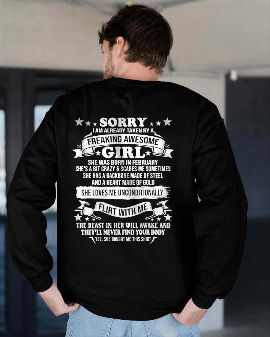FEBRUARY - SORRY I'M ALREADY TAKEN BY A FREAKING AWESOME GIRL - GIFT FROM GIRLFRIEND/WIFE - NTTD02 (SKU2609-95-02)