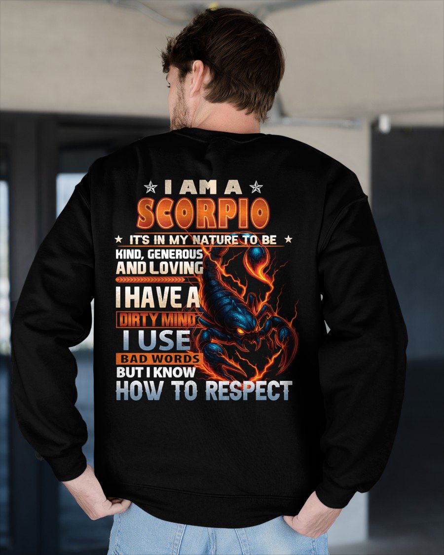 SCORPIO - DIRTY MIND BUT KNOW RESPECT - BIRTHDAY T-SHIRT FOR MEN (SKU-ZDA-SCO)