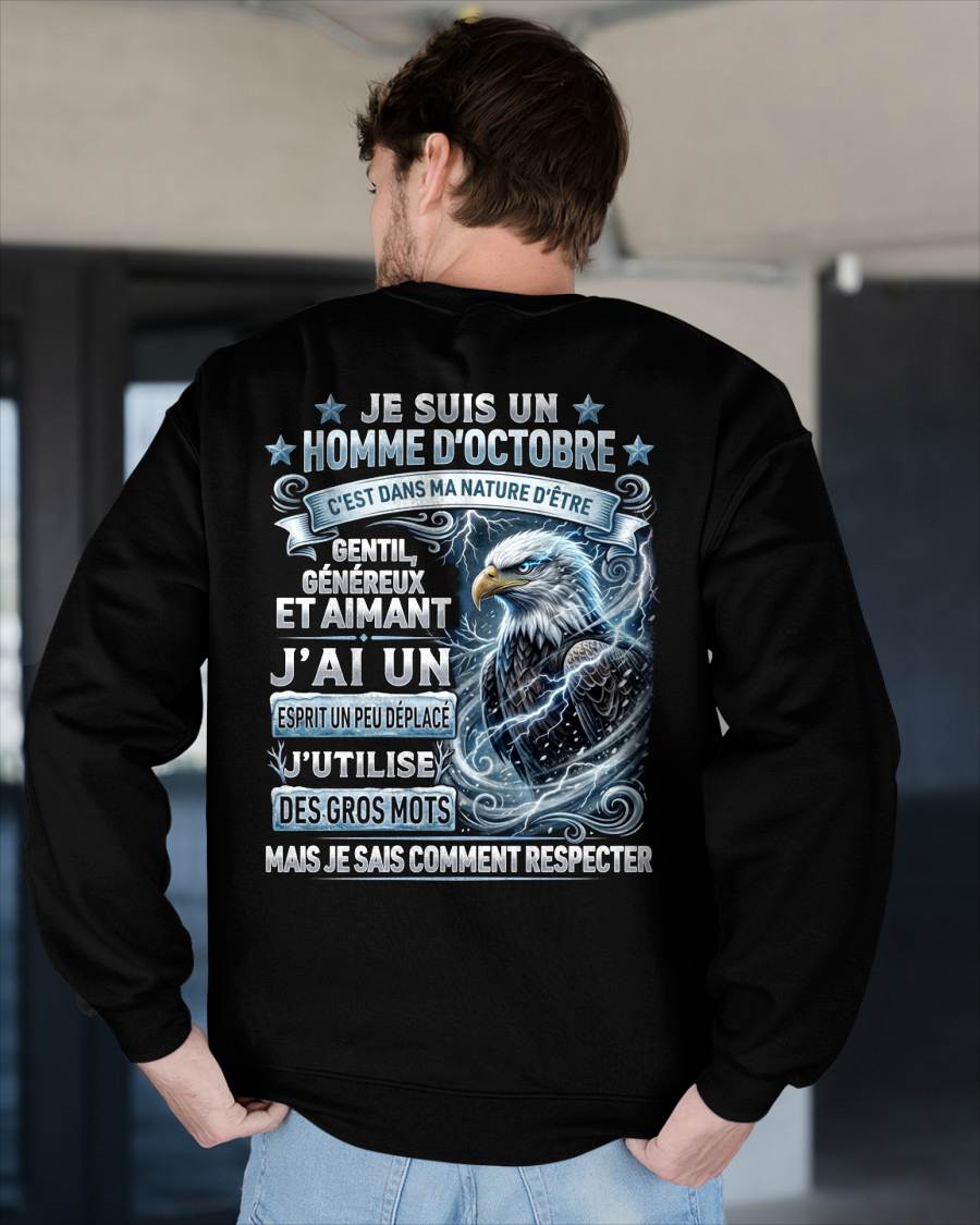 OCTOBRE – ESPRIT MALICIEUX MAIS SAIT RESPECTER - T-SHIRT ANNIVERSAIRE HOMME - IMPRESSION DTG PREMIUM - frNTTD10 (SKU2604-86-10)
