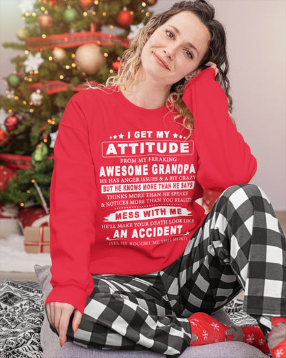 Attitude from Grandpa – Funny Family T-Shirt – From Grandpa to Granddaughter NTTD00 (SKU07-171-00)
