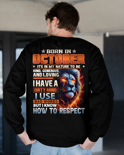 OCTOBER - DIRTY MIND BUT KNOWS RESPECT - BIRTHDAY T-SHIRT FOR MEN - NTTD10 (SKU08-84-10)