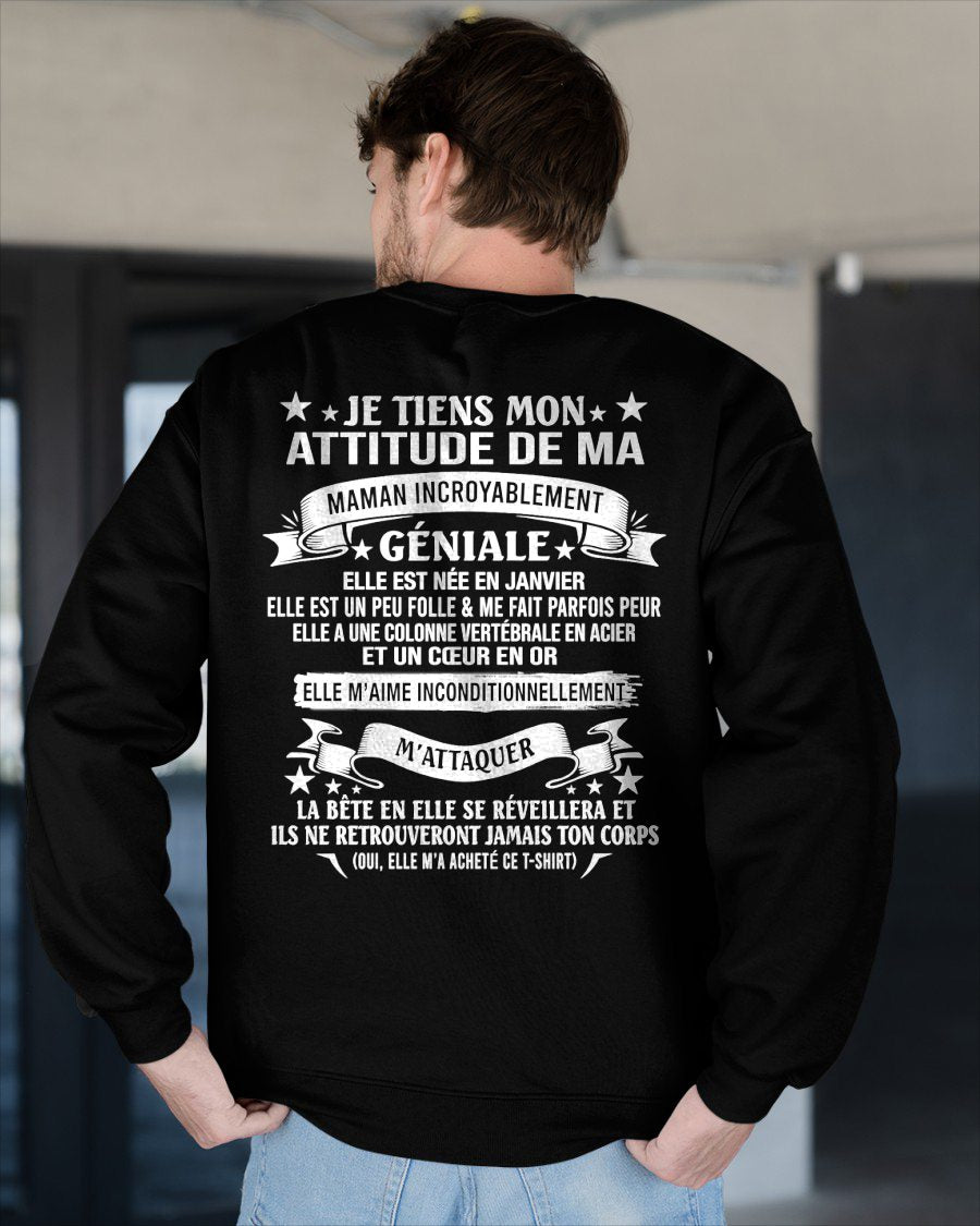 JANVIER - JE TIENS MON ATTITUDE DE MA MAMAN INCROYABLEMENT GÉNIALE - CADEAU DE MAMAN - frNTTD01 (SKU2603-222-01)