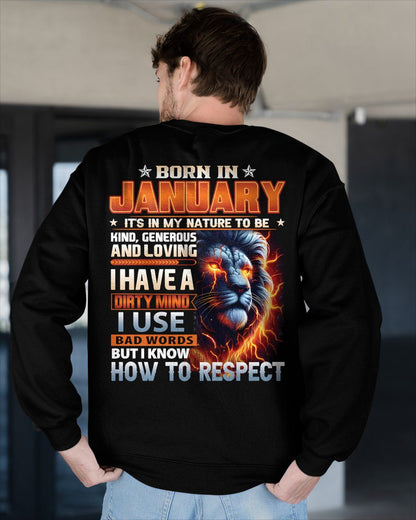 JANUARY - DIRTY MIND BUT KNOWS RESPECT - BIRTHDAY T-SHIRT FOR MEN a - NTTD01 (SKU08-84-01)