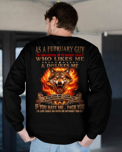 FEBRUARY - I'M TOO GROWN UP TO WORRY ABOUT - PREMIUM DTG PRINT - BIRTHDAY T-SHIRT FOR MEN - NTTD02 (SKU2604-140-02)