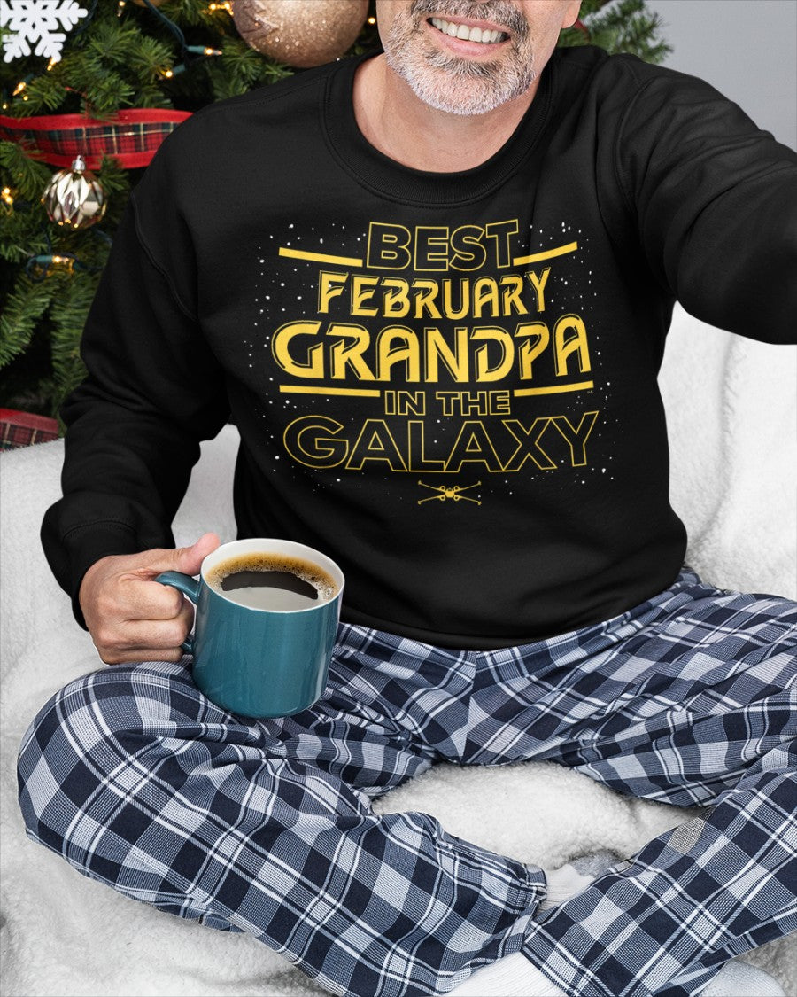 Best February Grandpa T-Shirt – Galaxy Style Gift for Grandpa NTTD02 (SKU07-158-02)