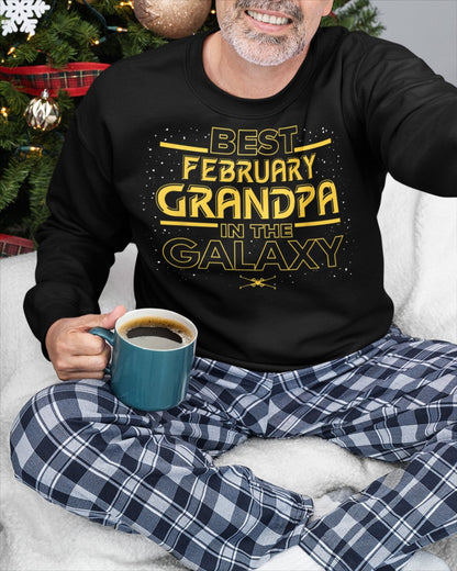 Best February Grandpa T-Shirt – Galaxy Style Gift for Grandpa NTTD02 (SKU07-158-02)
