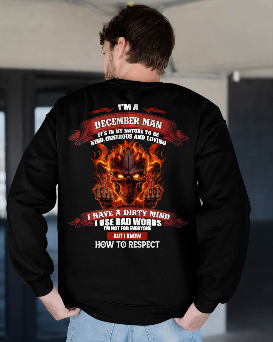 DECEMBER - KNOW HOW TO RESPECT - BIRTHDAY T-SHIRT FOR MEN - NTTD12 (SKU26T-01300-12)