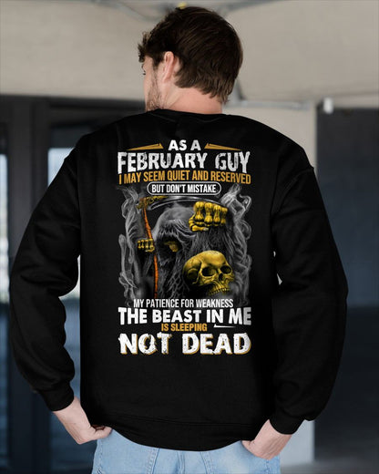 FEBRUARY - THE BEAST IN ME IS SLEEPING - BIRTHDAY T-SHIRT FOR MEN - NTTD02 (SKU08-82-02)