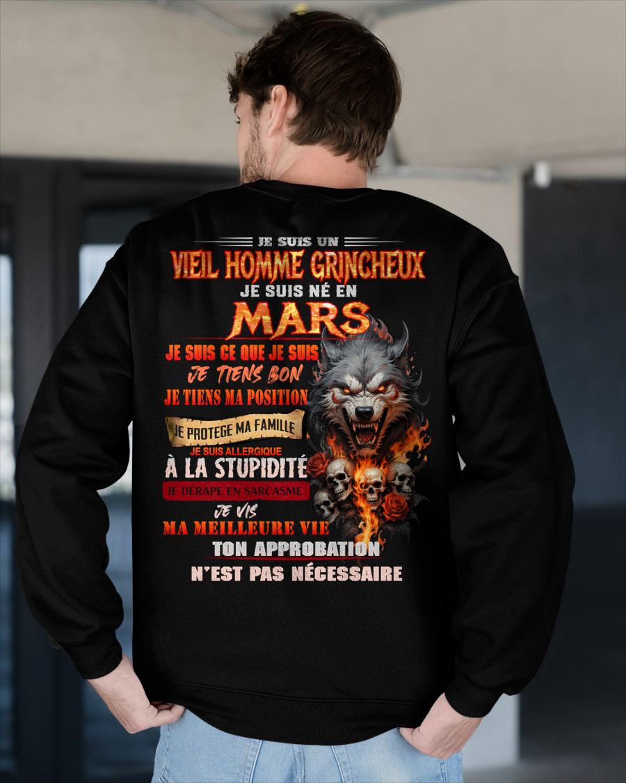 MARS – VIEIL HOMME GRINCHEUX – T-SHIRT D’ANNIVERSAIRE POUR HOMME - frNTTD03 (SKU26T-01167-03)