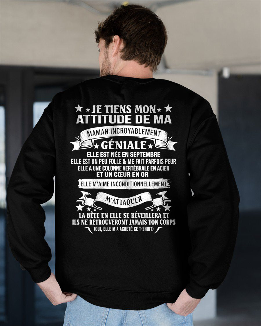 SEPTEMBRE - JE TIENS MON ATTITUDE DE MA MAMAN INCROYABLEMENT GÉNIALE - CADEAU DE MAMAN - frNTTD09 (SKU2603-222-09)