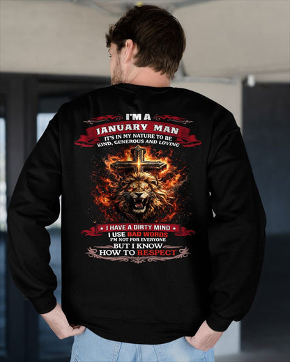 JANUARY - KIND AND LOVING ARE MY NATURE - PREMIUM DTG PRINT BIRTHDAY T-SHIRT FOR MEN - NTTD01 (SKU26T-01-31-01)