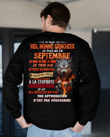 SEPTEMBRE – VIEIL HOMME GRINCHEUX – T-SHIRT D’ANNIVERSAIRE POUR HOMME - frNTTD09 (SKU26T-01167-09)