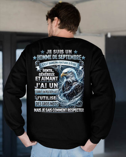 SEPTEMBRE – ESPRIT MALICIEUX MAIS SAIT RESPECTER - T-SHIRT ANNIVERSAIRE HOMME - IMPRESSION DTG PREMIUM - frNTTD09 (SKU2604-86-09)