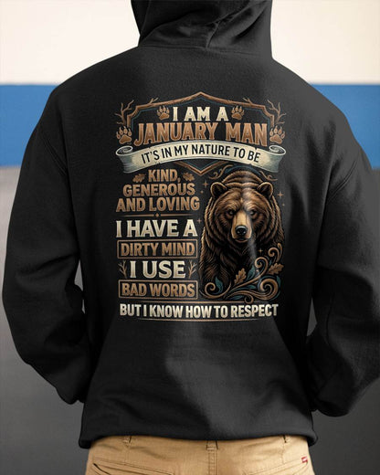JANUARY - DIRTY MIND BUT KNOW HOW TO RESPECT - BIRTHDAY T-SHIRT FOR MEN - NTTD01 (SKU2604-105-01)