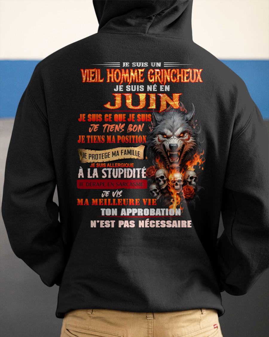 JUIN – VIEIL HOMME GRINCHEUX – T-SHIRT D’ANNIVERSAIRE POUR HOMME - frNTTD06 (SKU26T-01167-06)