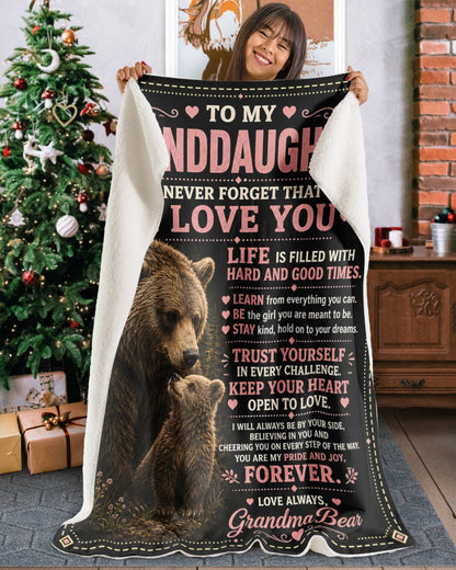 BLANKET FOR GRANDDAUGHTER – COMFORT & WARMTH GIFT FROM GRANDMA  Sherpa Fleece Quilt Blanket NTTD00 (SKU2608-199)