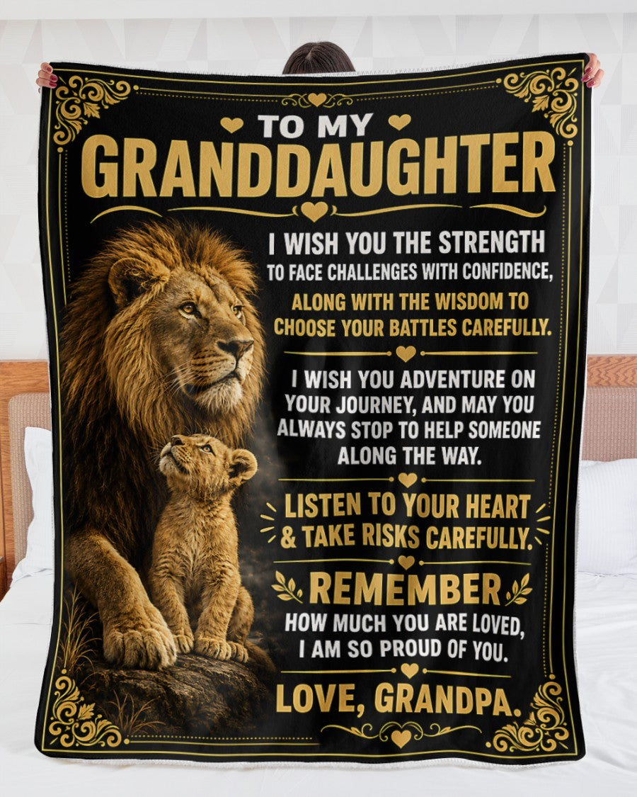 BLANKET FOR GRANDDAUGHTER – COMFORT & WARMTH GIFT FROM GRANDPA  Sherpa Fleece Quilt Blanket NTTD00 (SKU2608-195)